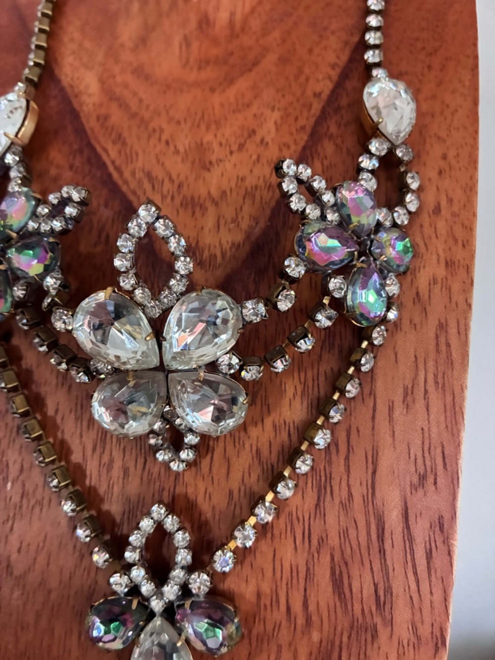 Antique Crystal Floral Multi-Strand Statement Necklace Husar D - Picture 4 of 7